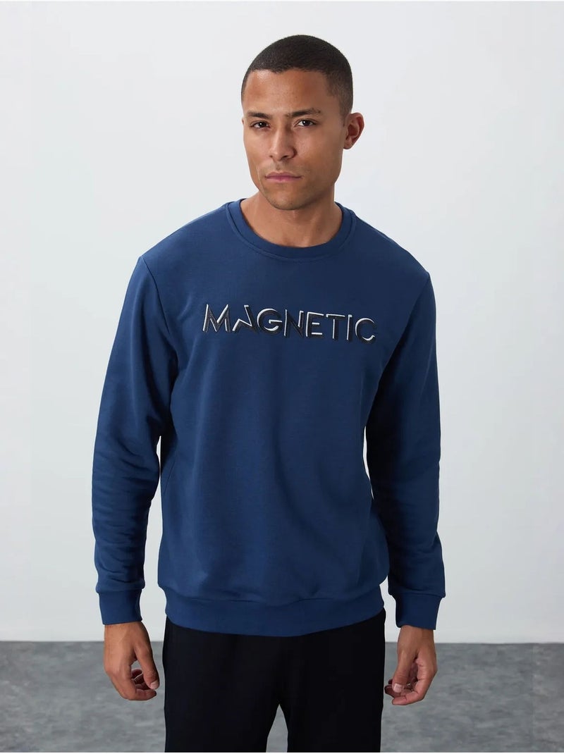 Sweat-shirt homme imprimé à col rond tommy Bleu - Kiabi