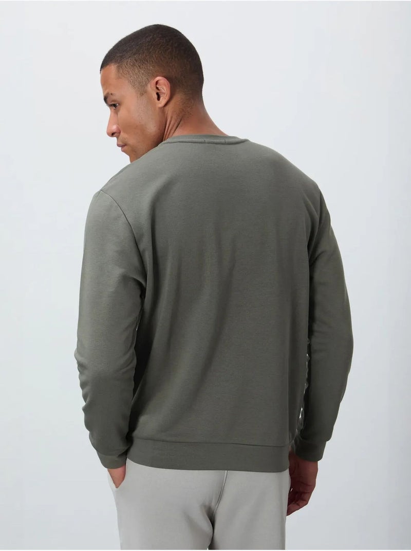 Sweat-shirt homme imprimé à col rond tommy Kaki - Kiabi