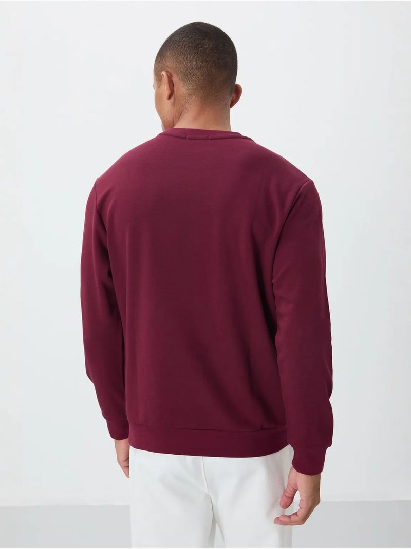 Sweat-shirt homme imprimé à col rond tommy Rouge bordeaux - Kiabi