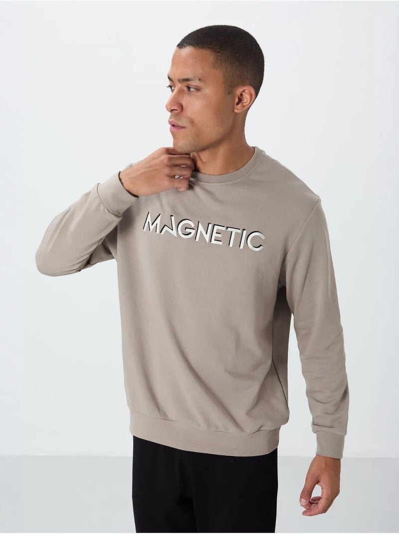 Sweat-shirt homme imprimé à col rond tommy Sable - Kiabi