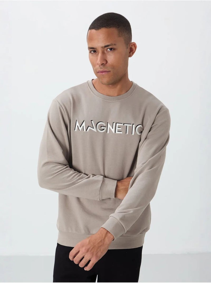 Sweat-shirt homme imprimé à col rond tommy Sable - Kiabi