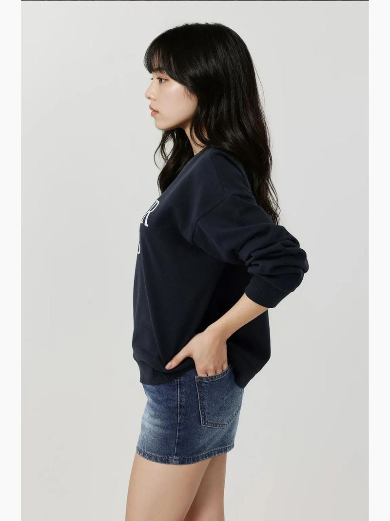 Sweat-shirt imprimé à col ras du cou et coupe décontractée hiccup Bleu foncé - Kiabi