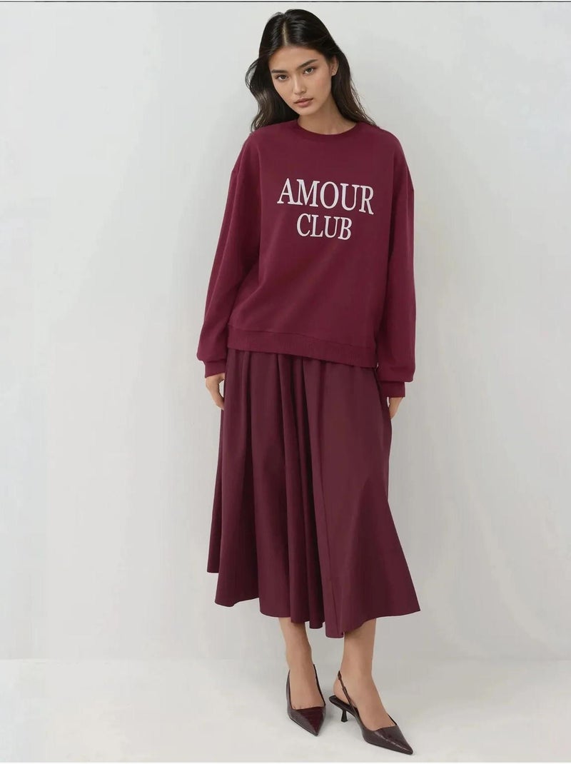 Sweat-shirt imprimé à col ras du cou et coupe décontractée hiccup Rouge foncé - Kiabi