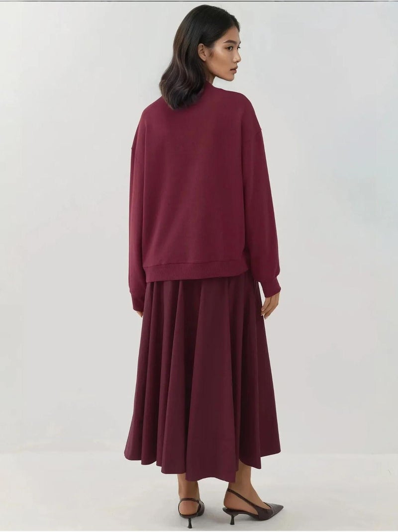 Sweat-shirt imprimé à col ras du cou et coupe décontractée hiccup Rouge foncé - Kiabi