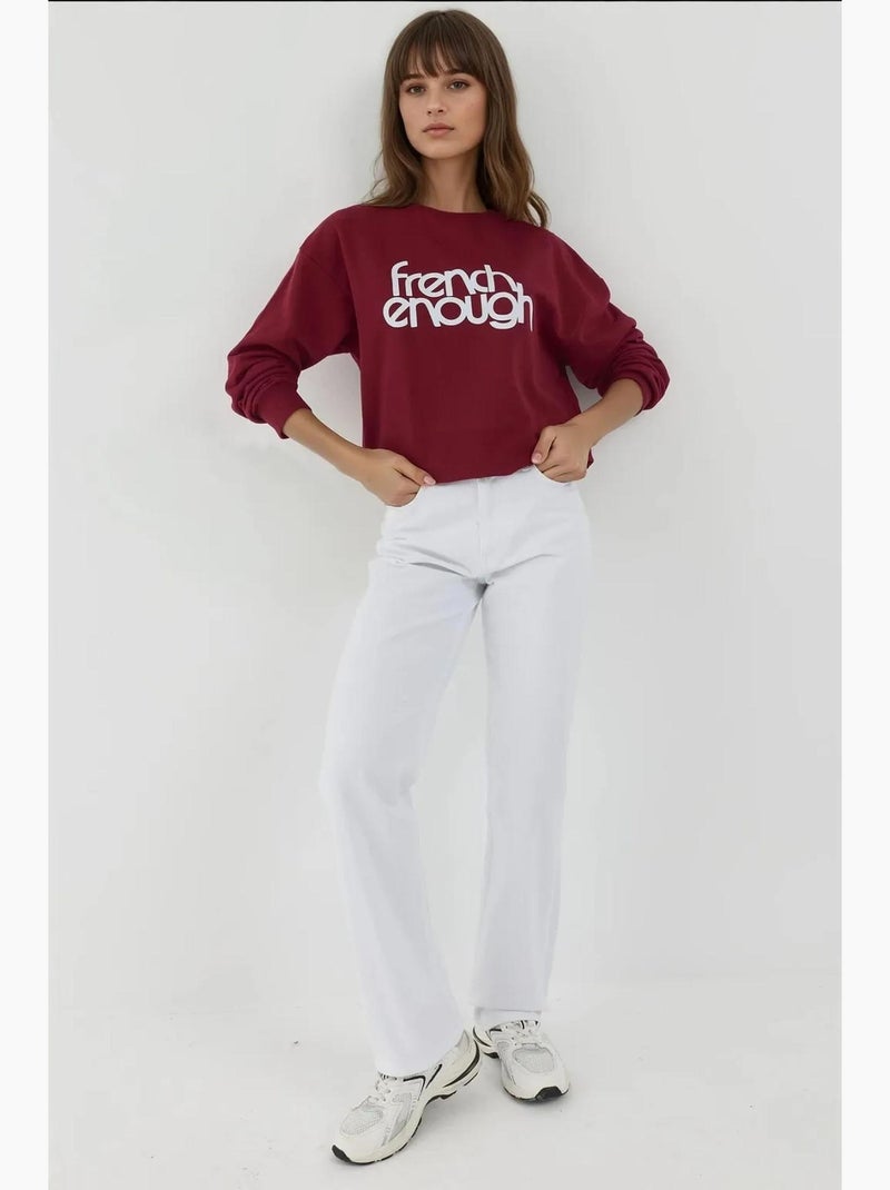 Sweat-shirt imprimé à col ras du cou et manches longues hiccup Rouge foncé - Kiabi