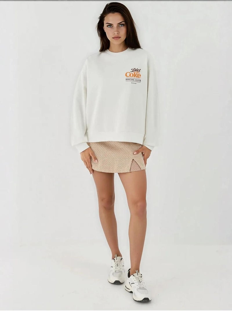 Sweat-shirt imprimé à col rond hiccup Blanc cassé - Kiabi