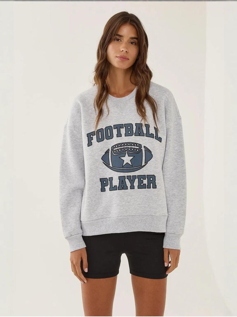 Sweat-shirt imprimé à col rond hiccup Gris - Kiabi