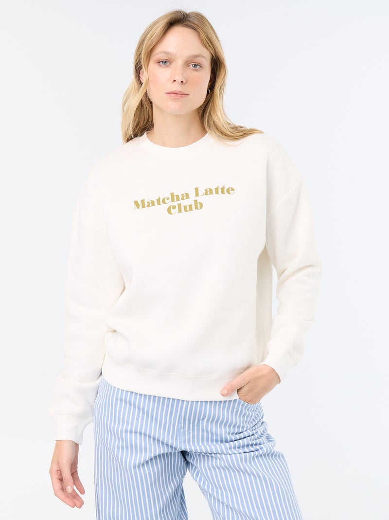 Sweat-shirt imprimé à manches longues Blanc - Kiabi