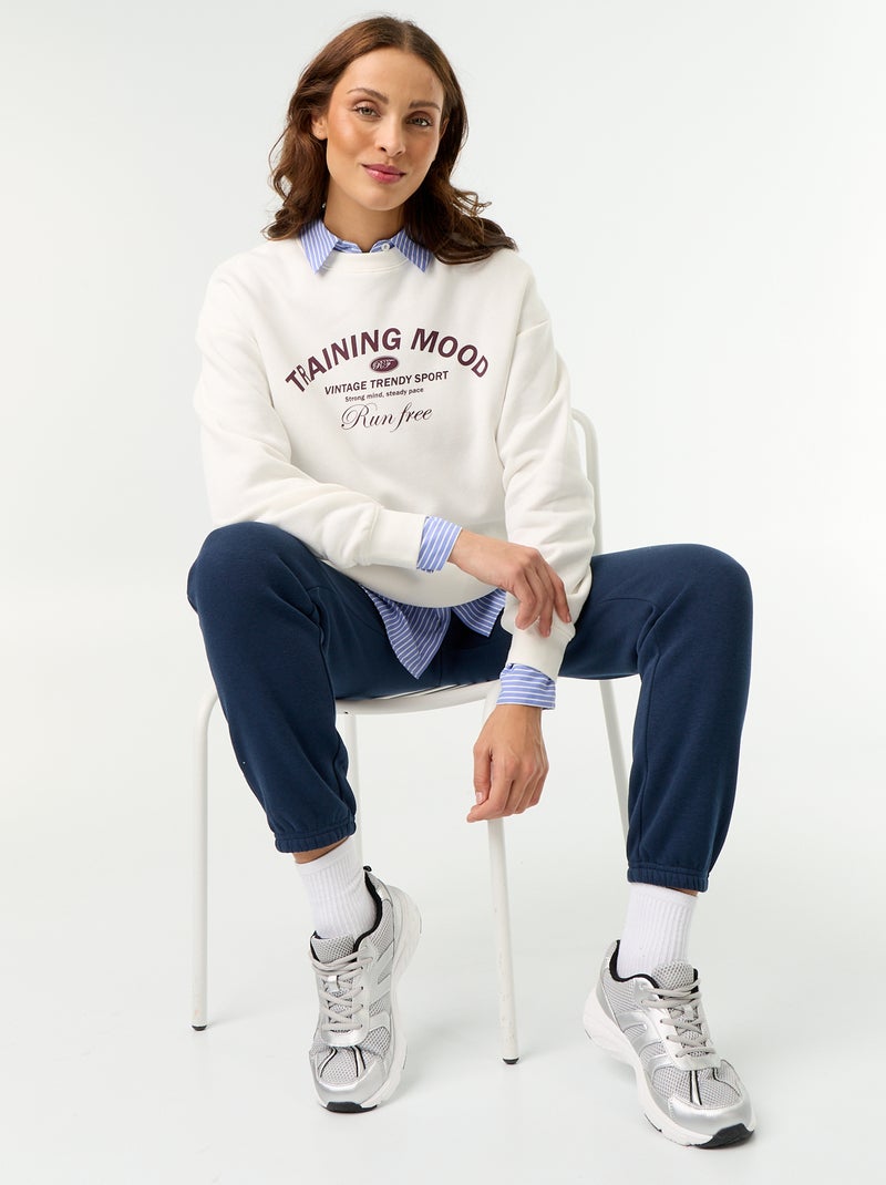 Sweat-shirt imprimé à manches longues Blanc - Kiabi