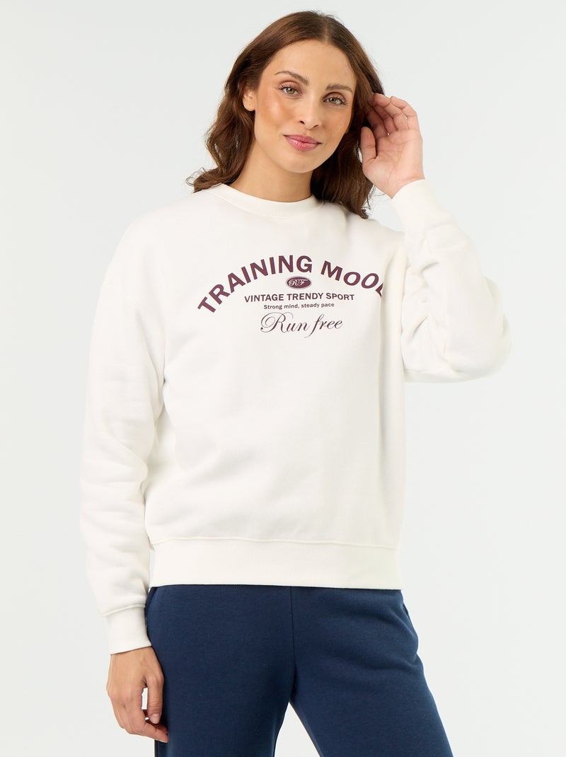 Sweat-shirt imprimé à manches longues Blanc - Kiabi