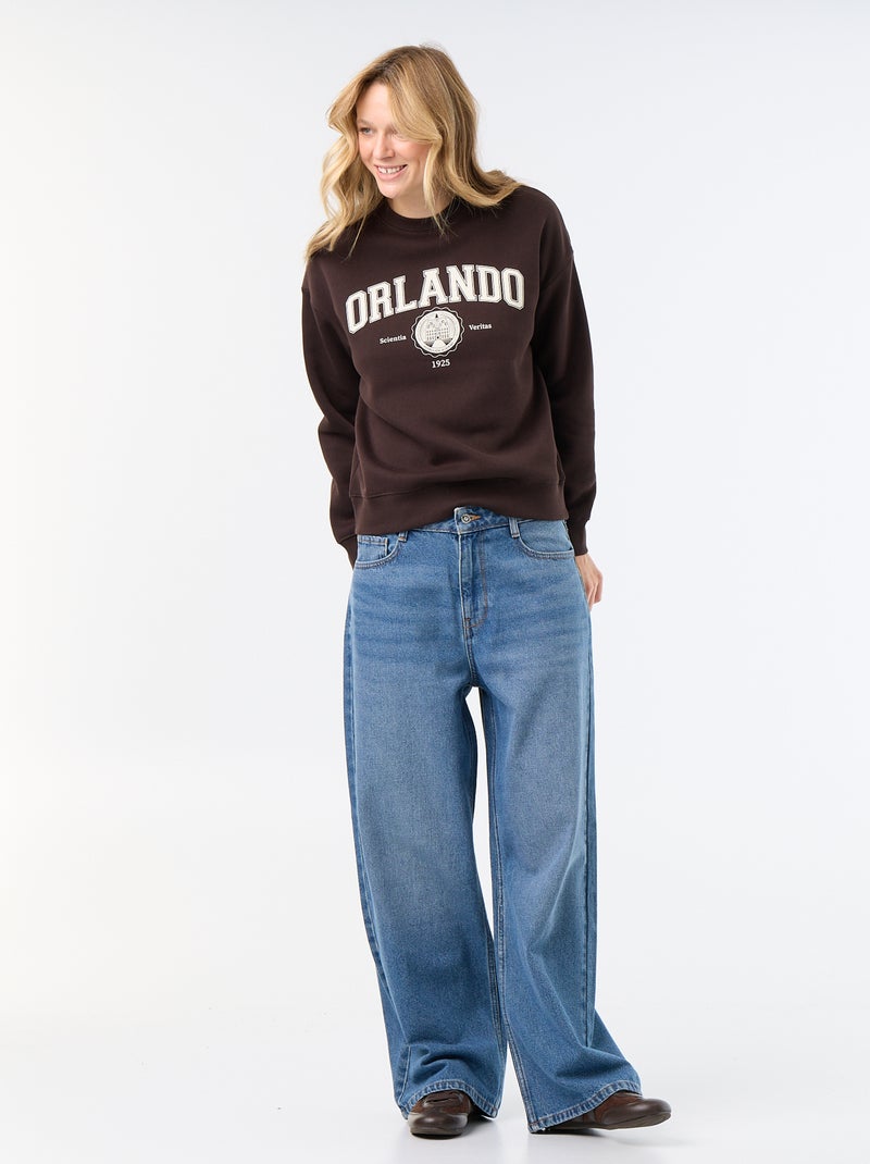 Sweat-shirt imprimé à manches longues Marron - Kiabi