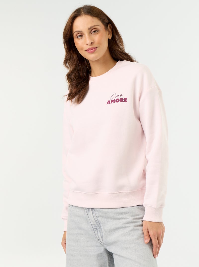 Sweat-shirt imprimé à manches longues Rose - Kiabi
