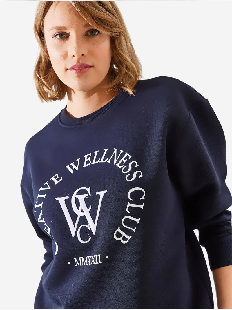 Sweat-shirt imprimé brossé à trois fils mbhs lucci Bleu marine - Kiabi