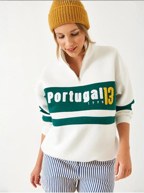 Sweat-shirt imprimé zippé brossé trois plis lucci - Kiabi Sweat-shirt imprimé zippé brossé trois plis lucci - Kiabi