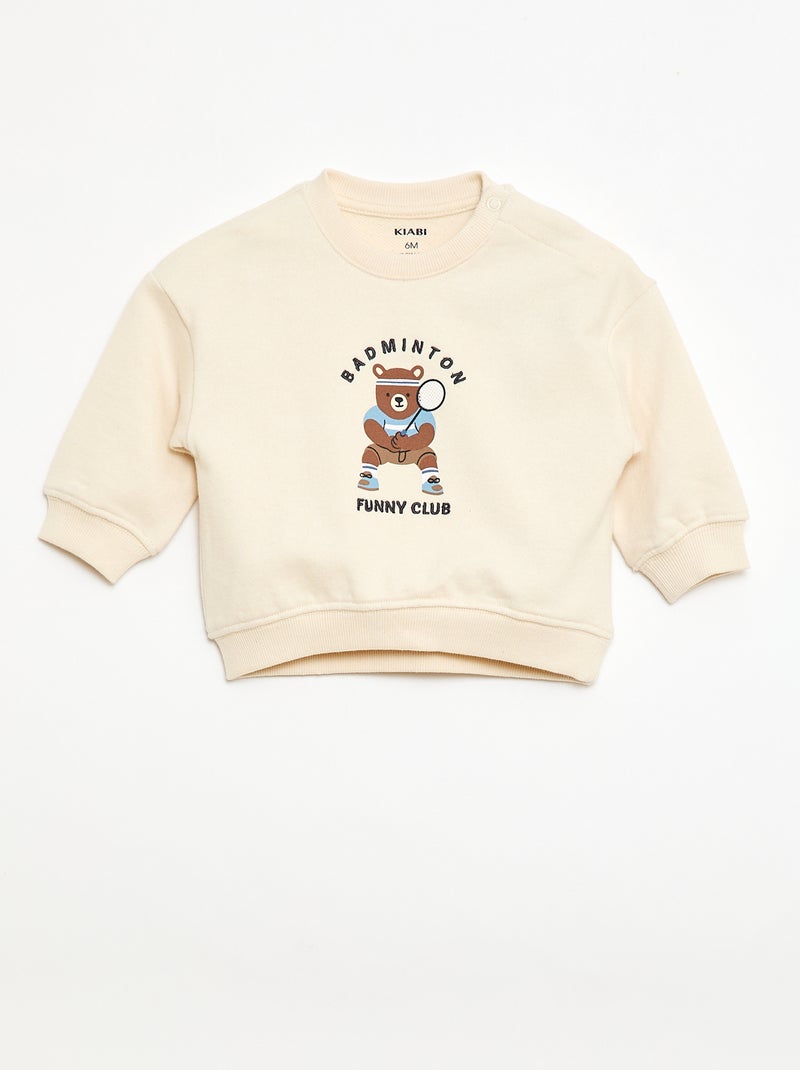 Sweat-shirt manches longues Beige - Kiabi