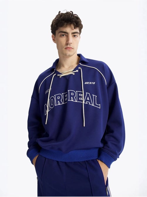 Sweat-shirt oversize à col rond et détail cravate giesto - Kiabi Sweat-shirt oversize à col rond et détail cravate giesto - Kiabi
