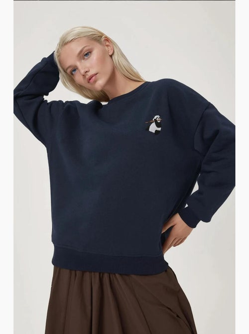 Sweat-shirt ras du cou brodé à motif animalier confortable hiccup - Kiabi Sweat-shirt ras du cou brodé à motif animalier confortable hiccup - Kiabi