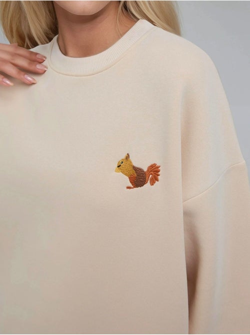 Sweat-shirt ras du cou brodé à motif animalier confortable hiccup - Kiabi Sweat-shirt ras du cou brodé à motif animalier confortable hiccup - Kiabi