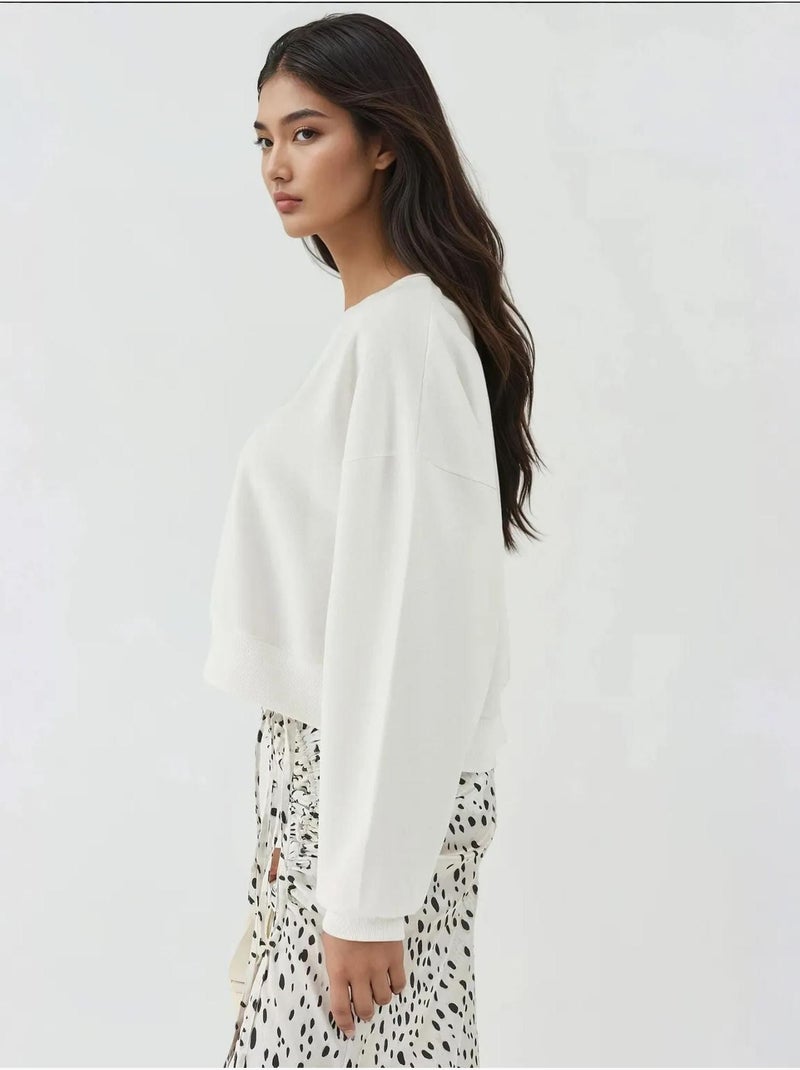 Sweat-shirt ras du cou brodé hiccup Blanc - Kiabi