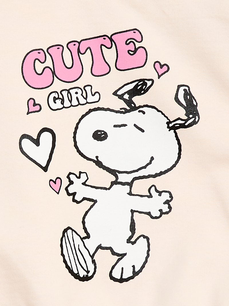 Sweat-shirt 'Snoopy' avec volants en broderies anglaises Rose - Kiabi
