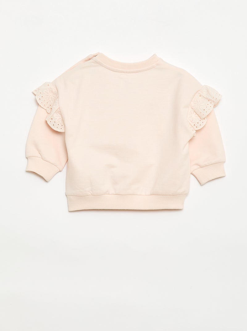 Sweat-shirt 'Snoopy' avec volants en broderies anglaises Rose - Kiabi
