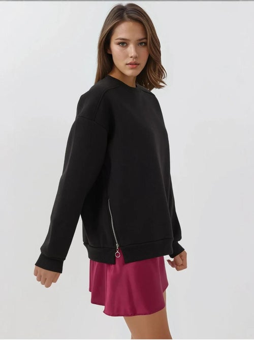 Sweat-shirt tricoté texturé à col ras du cou avec fermeture éclair hiccup - Kiabi Sweat-shirt tricoté texturé à col ras du cou avec fermeture éclair hiccup - Kiabi