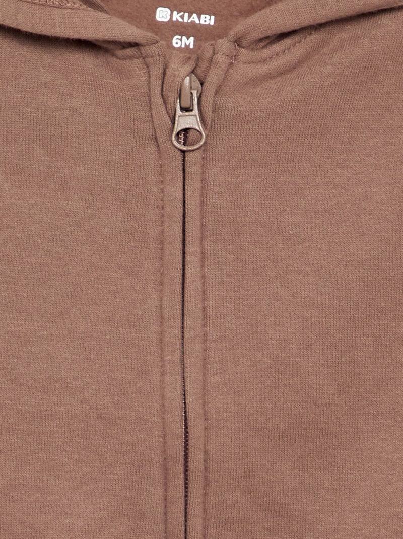 Sweat-shirt zippé à capuche Marron - Kiabi