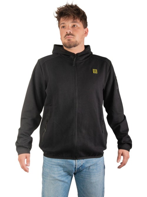 Sweat sport zippé à capuche homme en interlock et patch rubber clyde freegun - Kiabi Sweat sport zippé à capuche homme en interlock et patch rubber clyde freegun - Kiabi