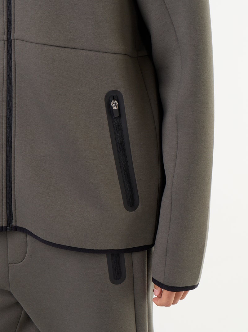 Sweat type néoprène à capuche Kaki - Kiabi