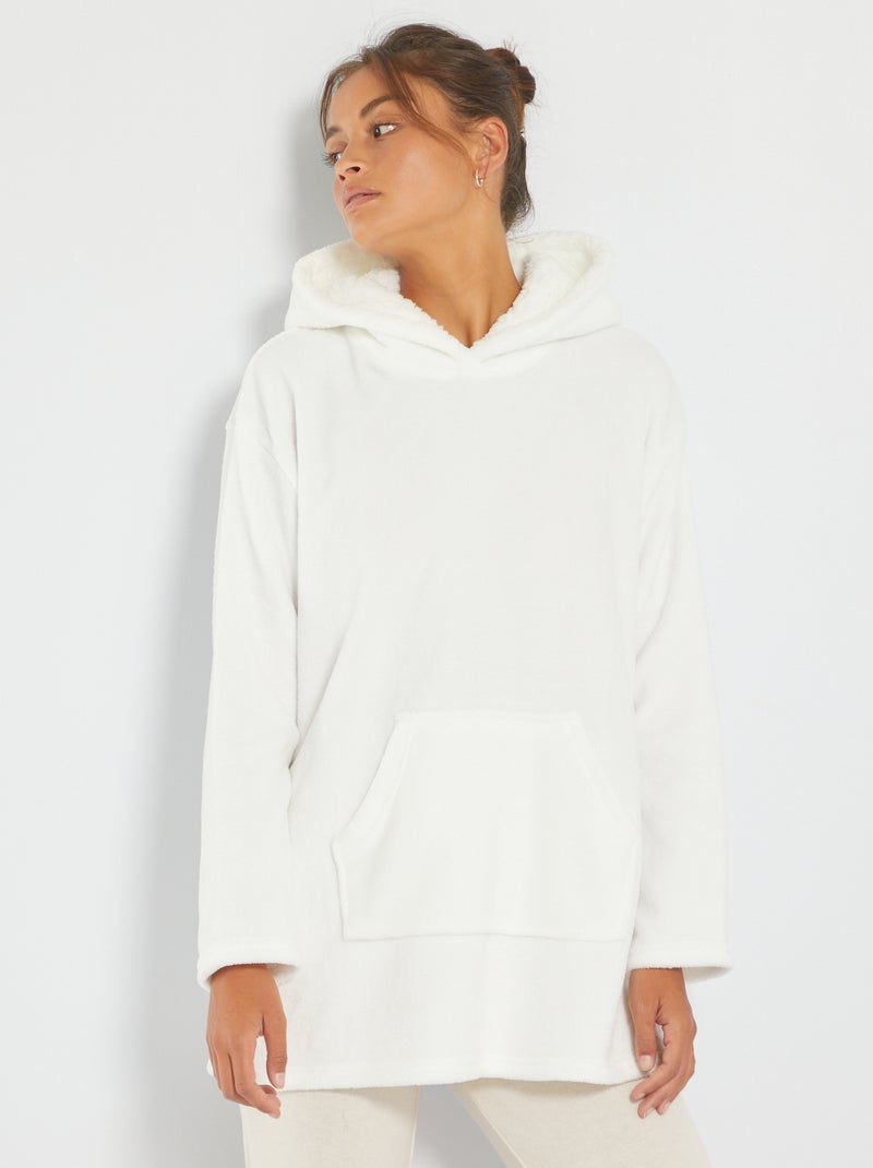 Sweat ultra doux maille peluche écru - Kiabi