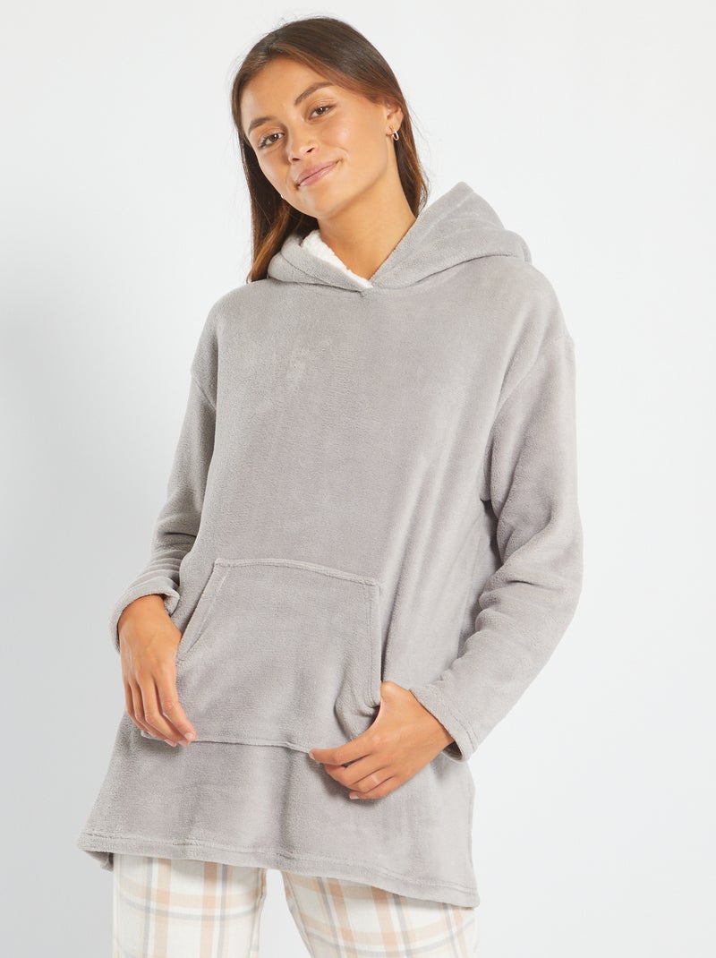 Sweat ultra doux maille peluche gris - Kiabi