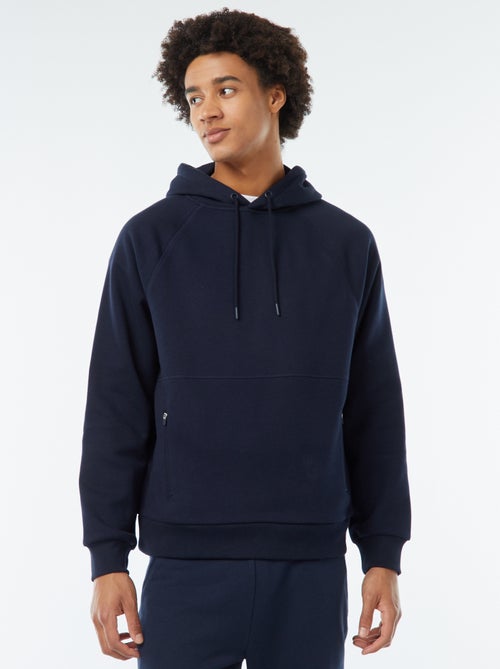 Sweat uni à capuche avec poches zippées - Kiabi