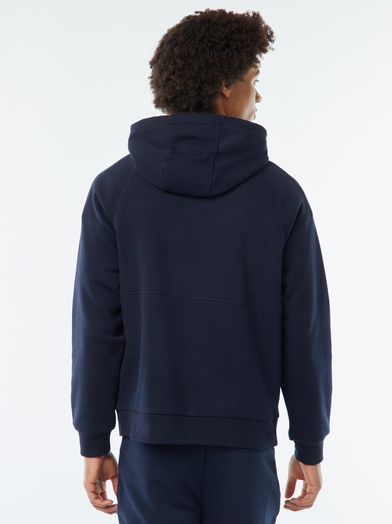 Sweat uni à capuche avec poches zippées Bleu marine - Kiabi