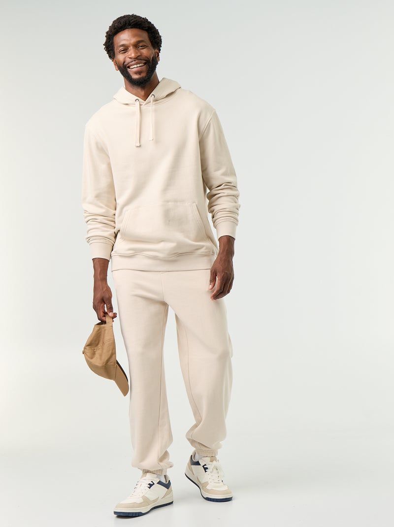 Sweat uni à capuche Beige - Kiabi