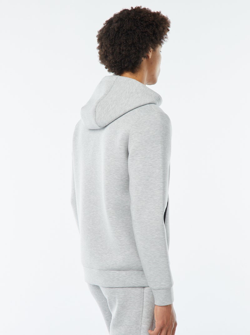 Sweat uni à capuche en matière type néoprène Gris clair - Kiabi