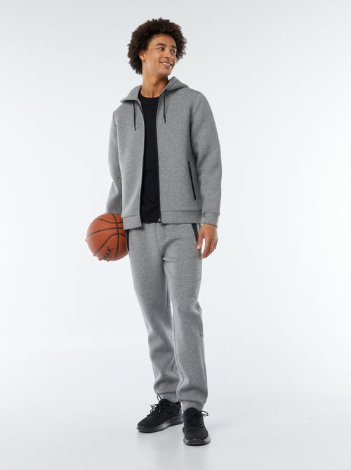 Sweat uni à capuche en matière type néoprène - Kiabi