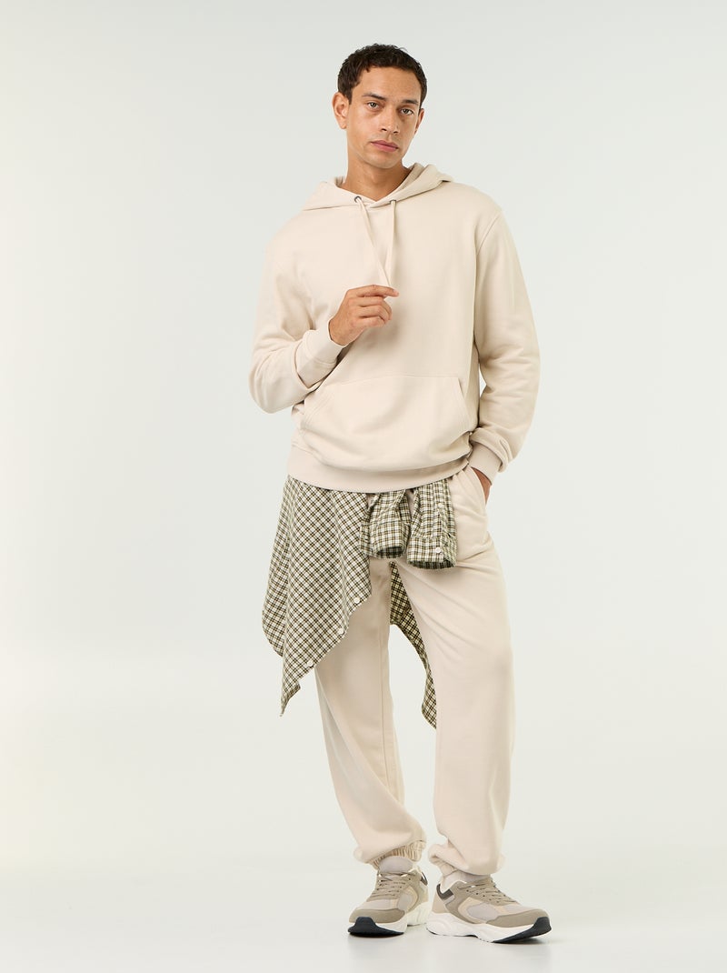 Sweat uni à capuche Gris - Kiabi