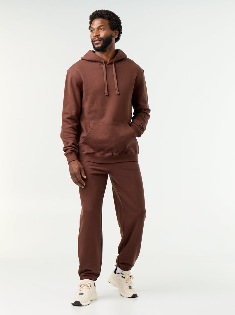 Sweat uni à capuche Marron - Kiabi