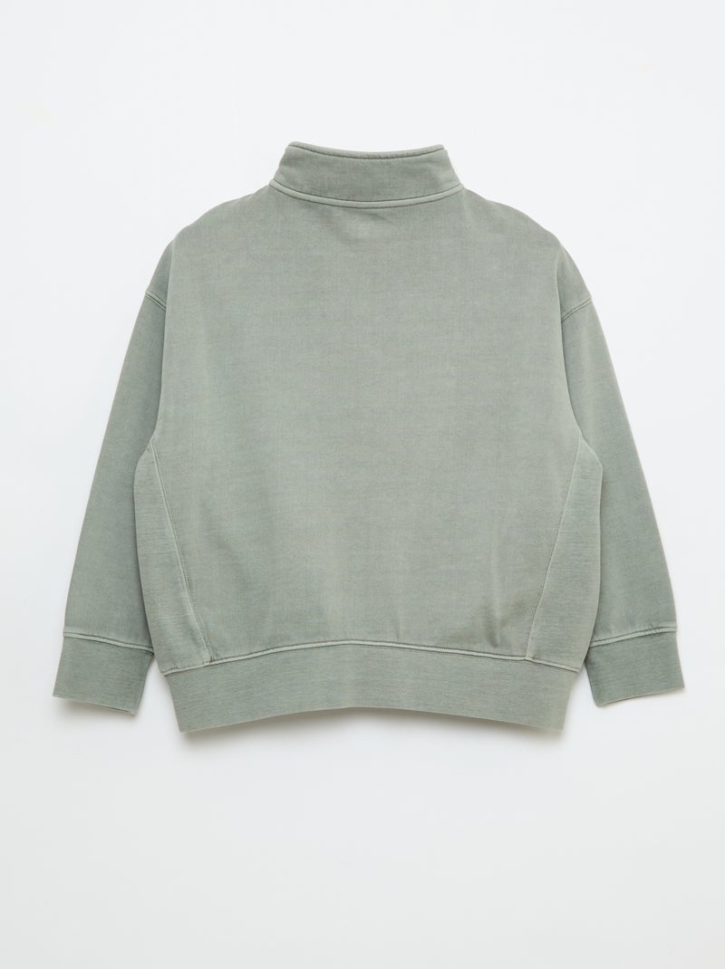 Sweat uni à col camionneur Gris - Kiabi