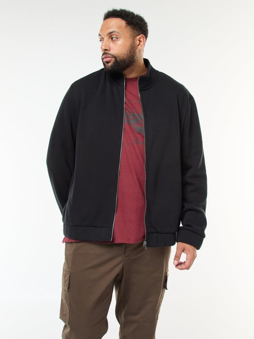 Sweat uni à col montant avec ouverture zippée - Kiabi