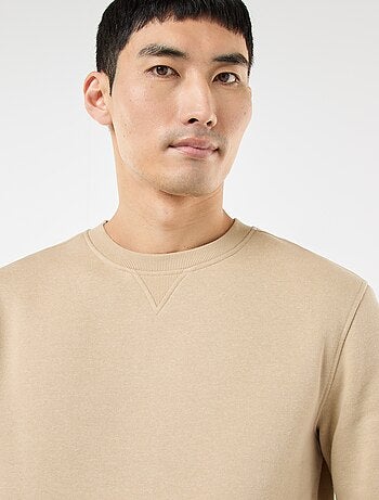 Sweat uni à col rond en molleton gratté