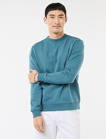 Sweat uni à col rond en molleton gratté