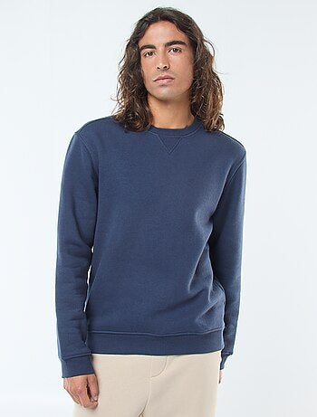 Sweat uni à col rond en molleton gratté