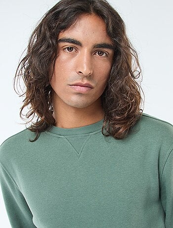 Sweat uni à col rond en molleton gratté