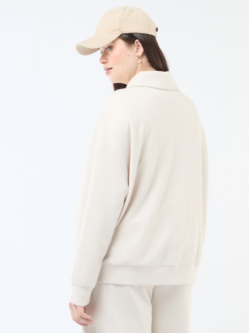 Sweat uni avec col camionneur zippé - Kiabi