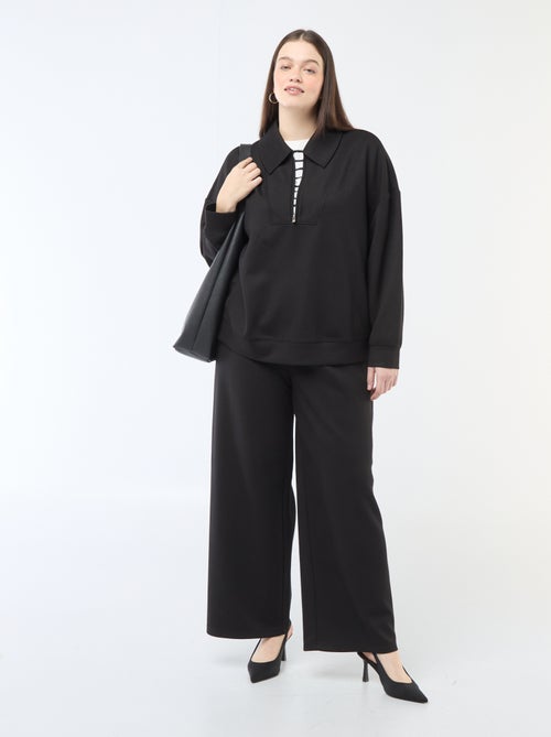 Sweat uni avec col camionneur zippé - Kiabi