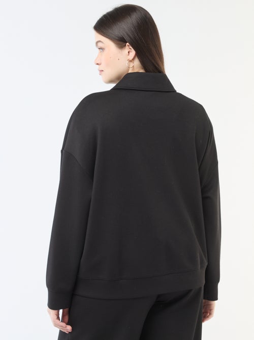 Sweat uni avec col camionneur zippé - Kiabi