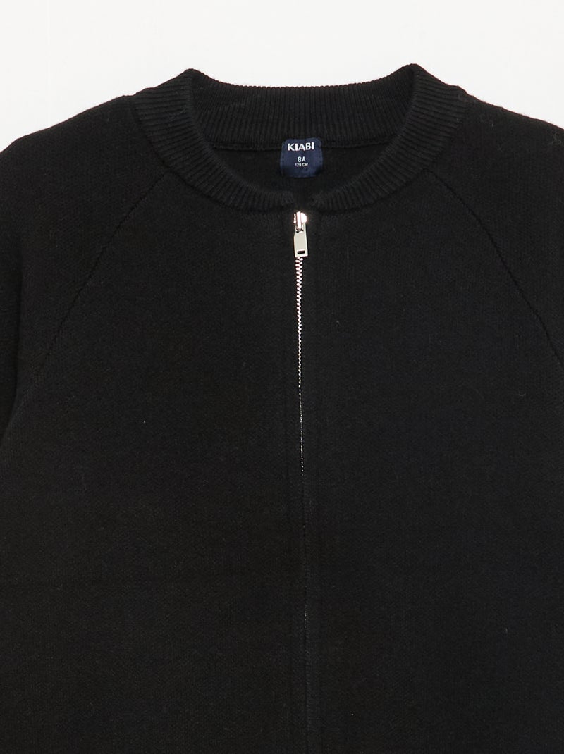 Sweat uni avec col zippée Noir - Kiabi