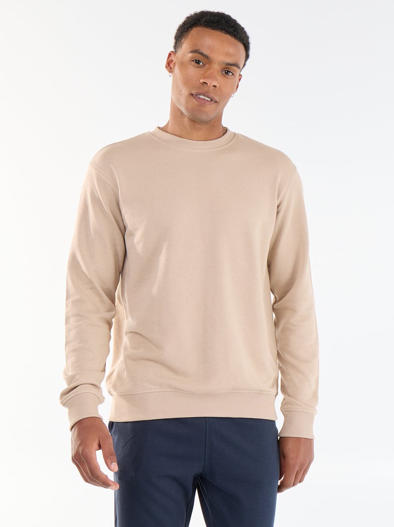 Sweat uni en French Terry Beige - Kiabi
