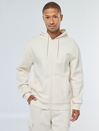 Sweat uni en maille piquée à capuche